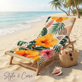 Toalla De Playa Vibrante Patrón Continuo Floral de Hibisco Tropica