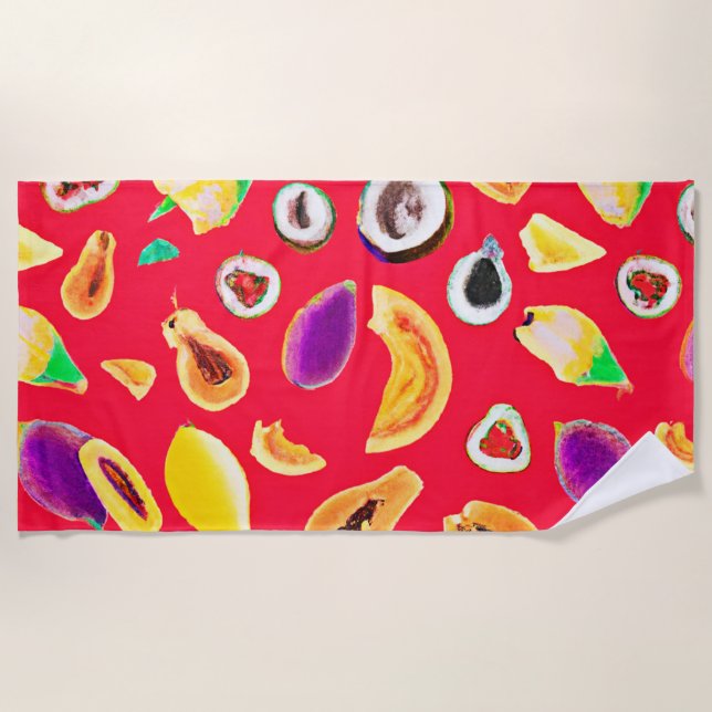 Toalla De Playa Vibrante Patrón de deslumbramiento de la frugalida (Anverso)