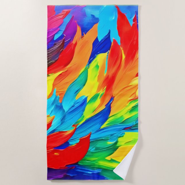 Toalla De Playa Vibrante pintura abstracta de expresionismo (Anverso)