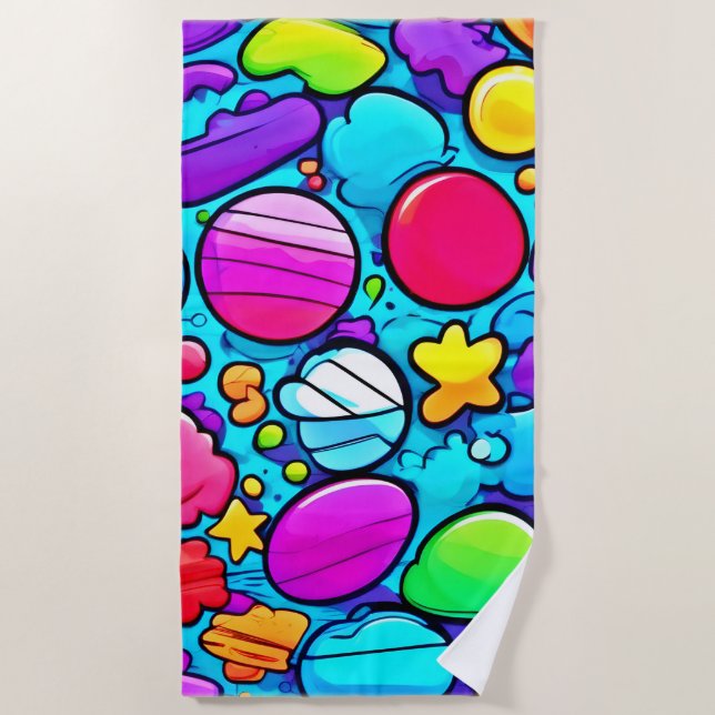 Toalla De Playa Vibrante Resumen Candyland (Anverso)