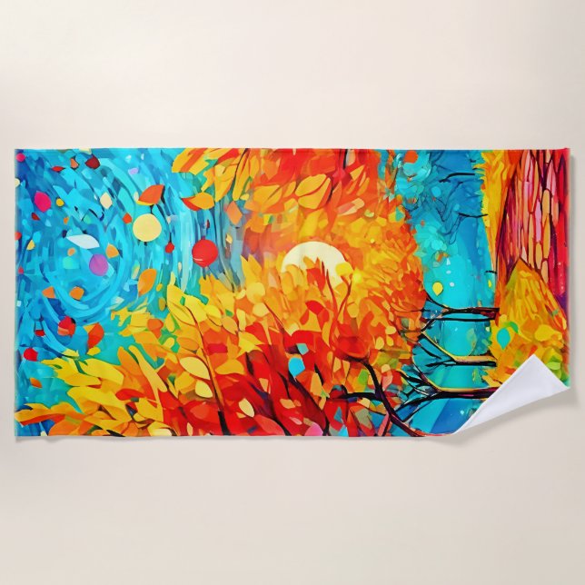 Toalla De Playa Vibrante sendero forestal a la luna (Anverso)