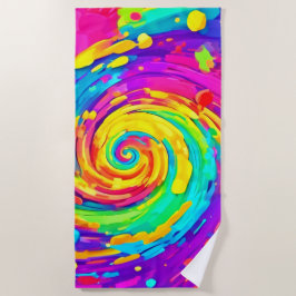 Toalla De Playa Vibrante Spiral Splash Colores Arte