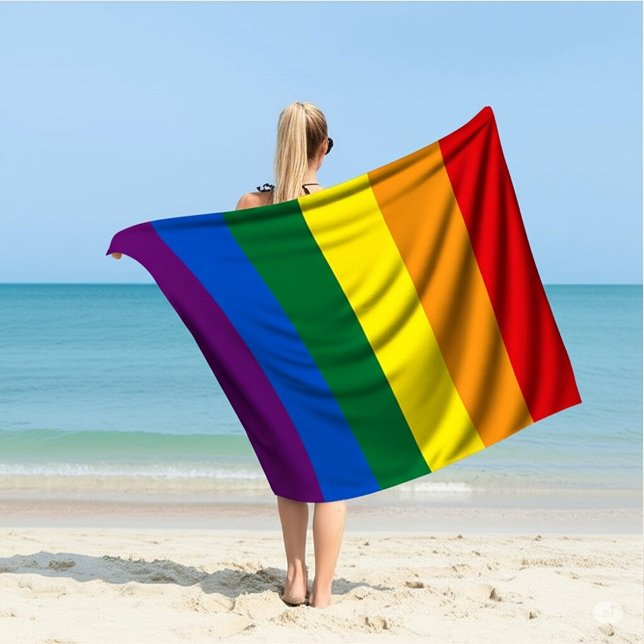 Toalla De Playa Vibrantes franjas arcoiris del orgullo LGBTQ+ (Subido por el creador)