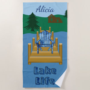 Toalla De Playa Vida del lago Personalizada