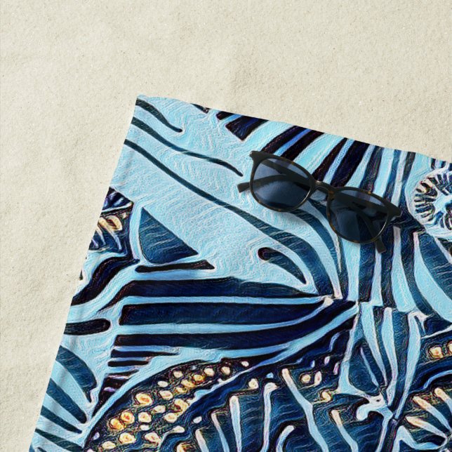 Toalla De Playa Vida marina y diseño abstracto botánico (In situ)