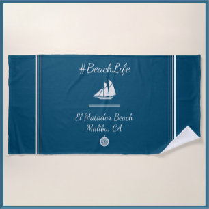 Toalla De Playa Vida Náutica en la Playa del Personalizable Azul