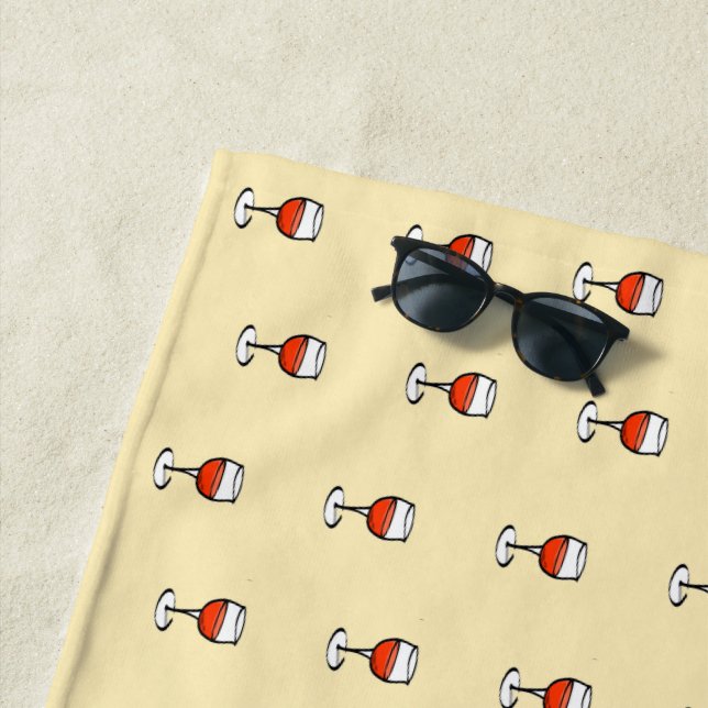 Toalla De Playa Vidrio de vino sobre naranja (In situ)