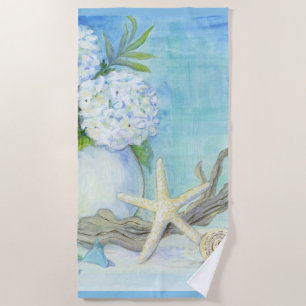 Toalla De Playa Vidrio marino Starfish Blue Beach White Seashell
