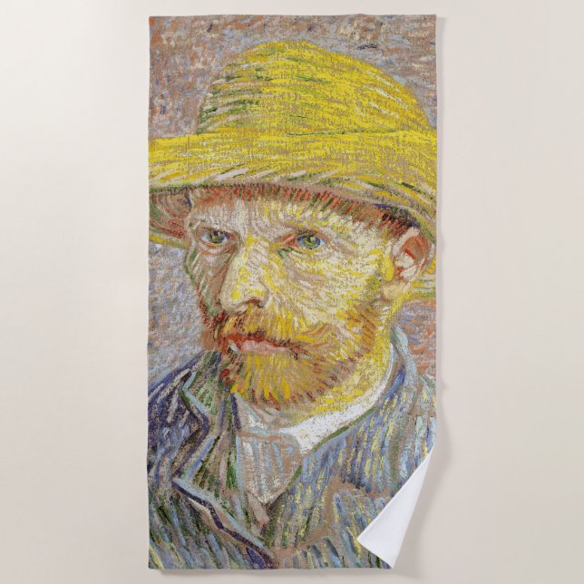 Toalla De Playa Vincent van Gogh - Autorretrato con Gorra de paja (Anverso)