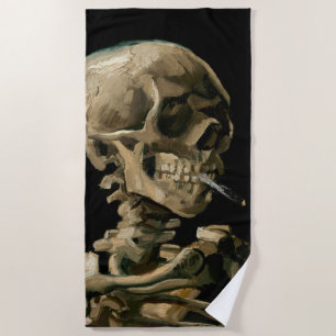 Toalla De Playa Vincent van Gogh - Calavera con cigarrillo en llam