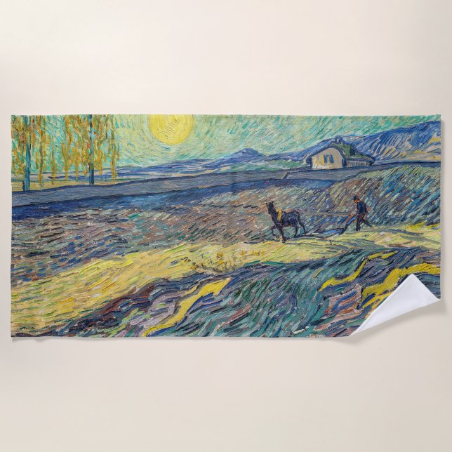 Toalla De Playa Vincent van Gogh - Campo con agricultores arados (Anverso)
