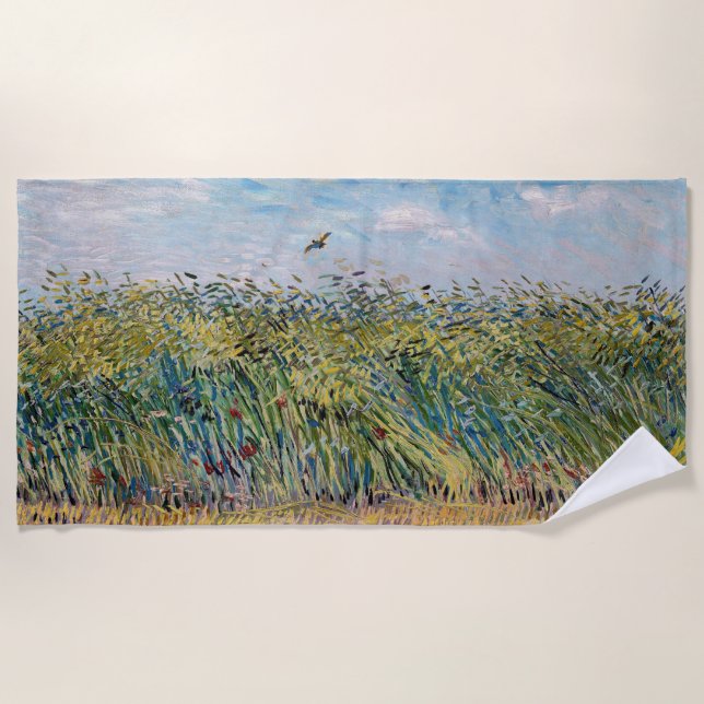 Toalla De Playa Vincent van Gogh - Campo de Trigo con un Lark (Anverso)