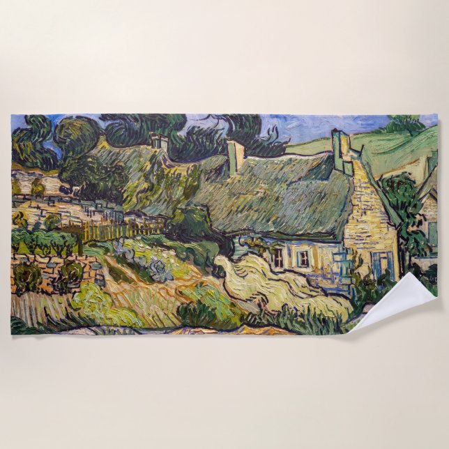 Toalla De Playa Vincent Van Gogh - Casas de paja en Cordeville (Anverso)