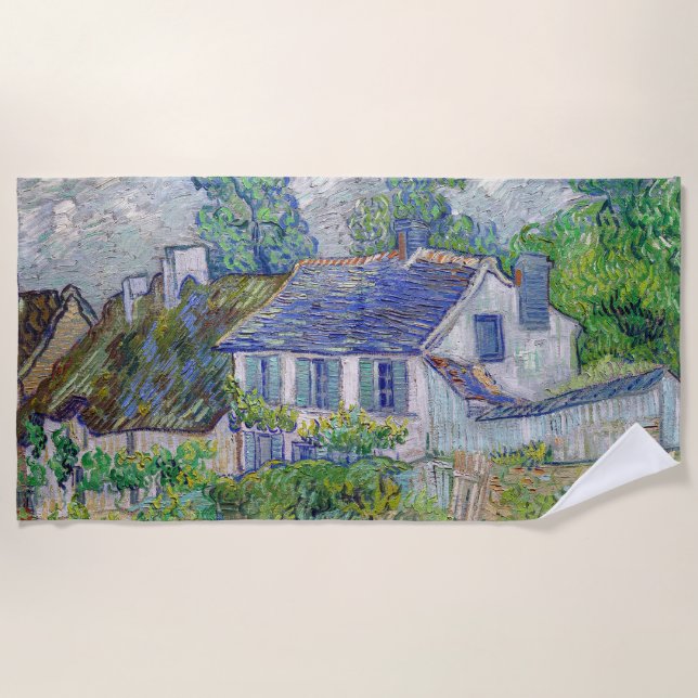 Toalla De Playa Vincent van Gogh - Casas en Auvers (Anverso)