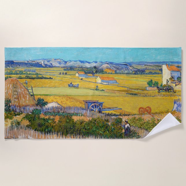 Toalla De Playa Vincent van Gogh - Cosecha en La Crau (Anverso)