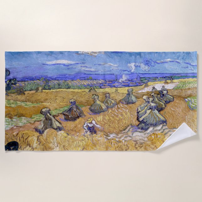 Toalla De Playa Vincent van Gogh - Cuestas de trigo con raperos (Anverso)