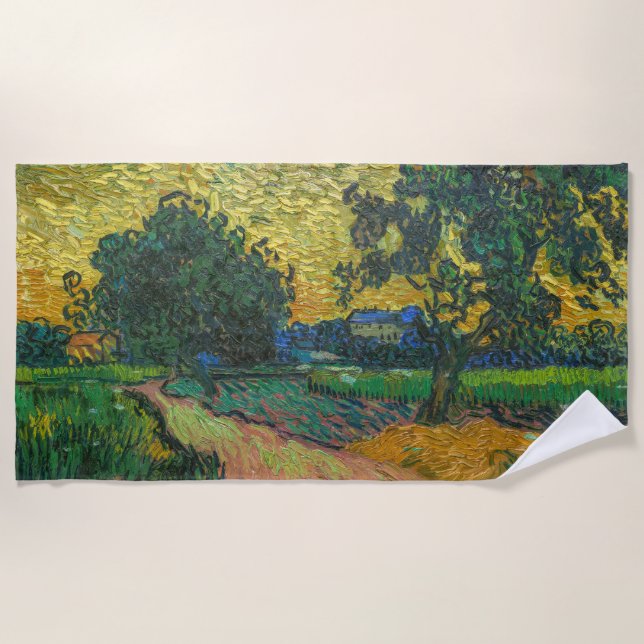 Toalla De Playa Vincent van Gogh - Paisaje en Crepúsculo (Anverso)