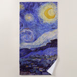 Toalla De Playa Vincent Van Gogh Starry Night Vintage Bella Artes<br><div class="desc">Vincent van Gogh Starry Night Bella Artes Painting Starry Night es un cuadro del artista holandés post-impresionista Vincent van Gogh. El cielo azul nocturno está lleno de nubes, estrellas y una luna creciente brillante. La noche estrellada es la única noche de la serie de vistas desde la ventana de su...</div>