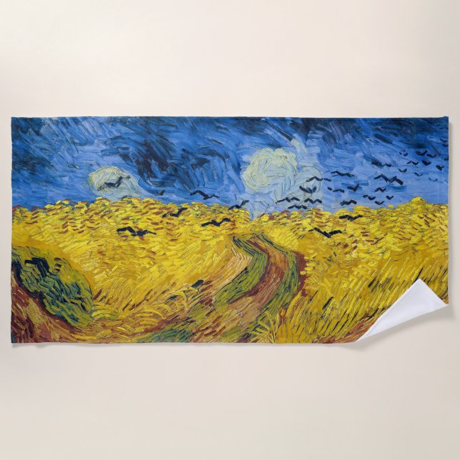 Toalla De Playa Vincent van Gogh - Wheatfield con cuervos (Anverso)