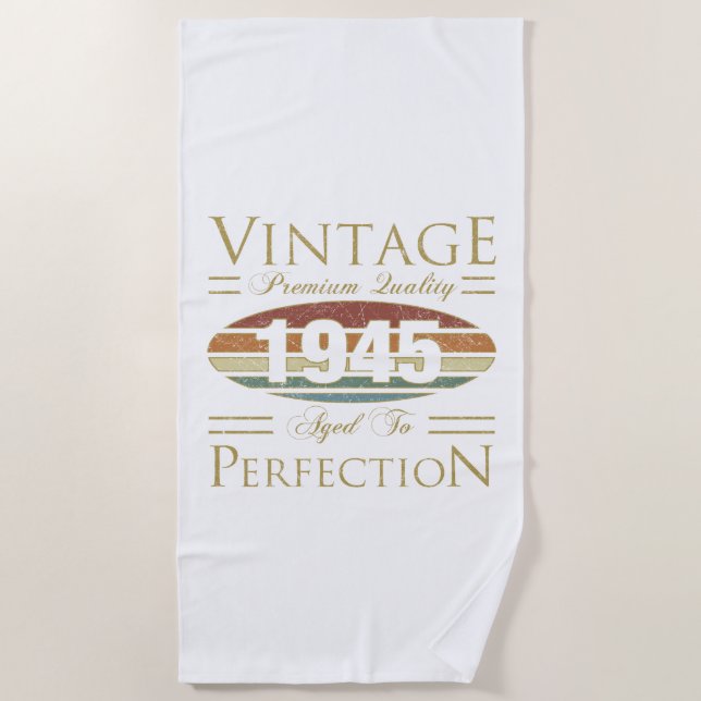 Toalla De Playa Vintage 1945 80º cumpleaños (Anverso)