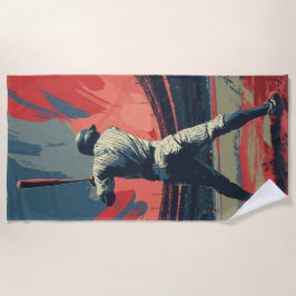 Toalla De Playa Vintage Baseball Player Silhouette – Retro Stadium