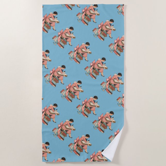 Toalla De Playa Vintage Book Lover Reading Illustration (Anverso)