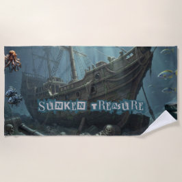Toalla De Playa Vintage Caribbean Treasure Pirate