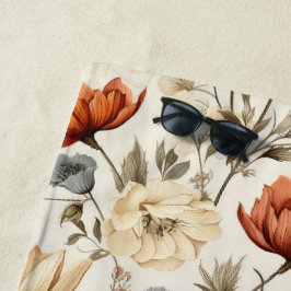 Toalla De Playa Vintage Dried Wildflower Navy Terracotta