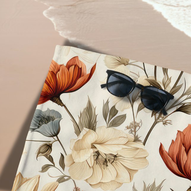 Toalla De Playa Vintage Dried Wildflower Navy Terracotta (Subido por el creador)