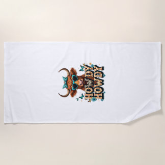 Toalla De Playa Vintage Howdy Vaca Highland con Gafas de Sol de Co