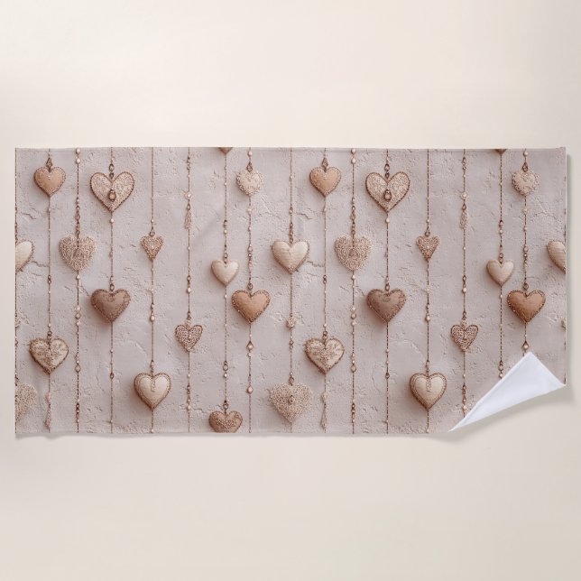 Toalla De Playa Vintage Lace Heart Strings (Anverso)