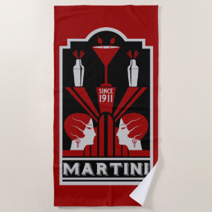 Toalla De Playa Vintage Martini Art Deco