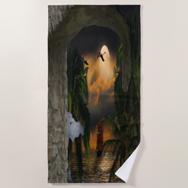 Toalla De Playa Vintage Ocean Sea Caves (Anverso)