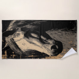 Toalla De Playa Vintage Pferdeportrait im Grunge Stil