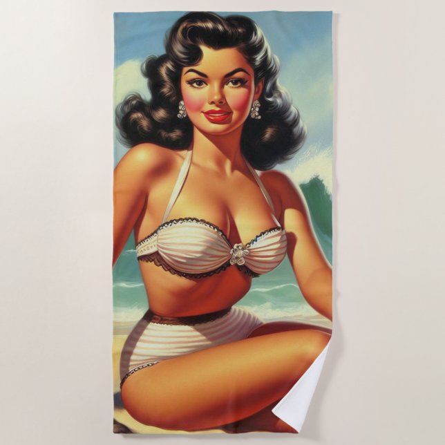 Toalla De Playa Vintage Summer Beach Pin Up (Anverso)