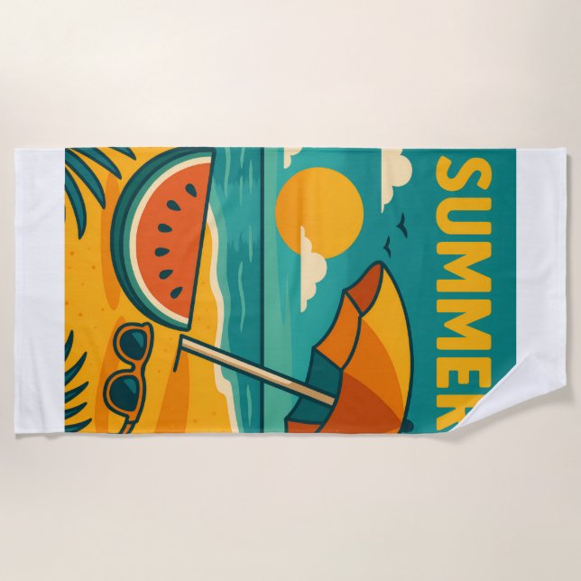 Toalla De Playa Vintage Summer Beach Vibes (Anverso)