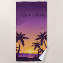 Vintage Tropical Beach Summer Sunset Palm Tree