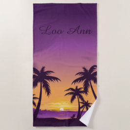 Toalla De Playa Vintage Tropical Beach Summer Sunset Palm Tree