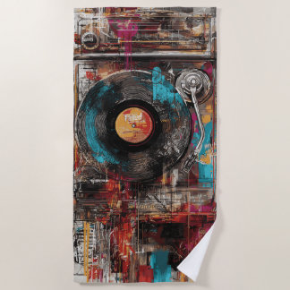 Toalla De Playa Vintage Turntable Street Art Vinyl Record 