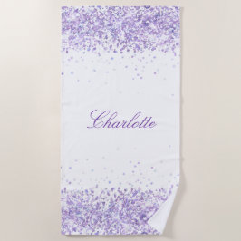 Toalla De Playa Violet lavender nombre blanco elegante