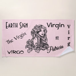 Toalla De Playa Virgo El Rosa Virgen Del Zodiaco