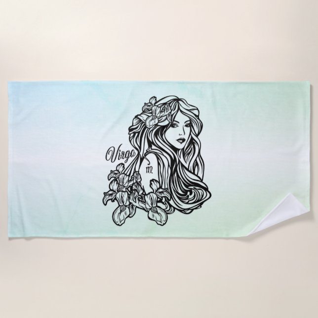 Toalla De Playa Virgo El Verde Virgen Zodiaco (Anverso)