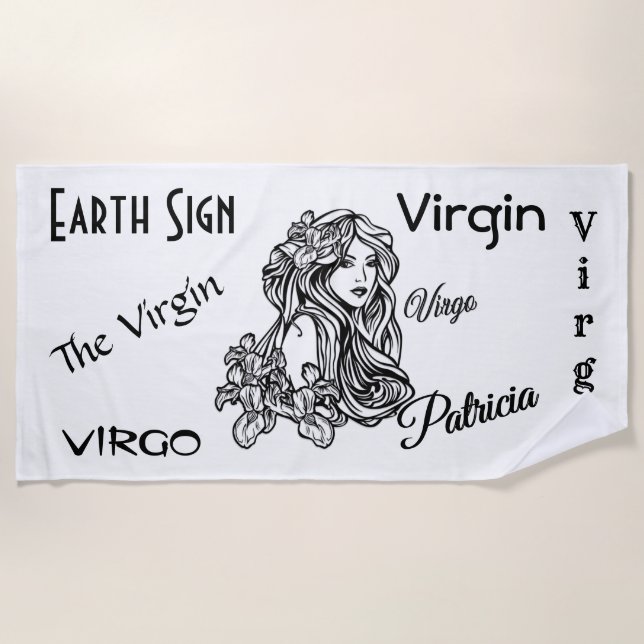 Toalla De Playa Virgo Personalizado El Zodiaco Virgen (Anverso)