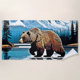 Toalla De Playa Vista de la montaña del lago Grizzly