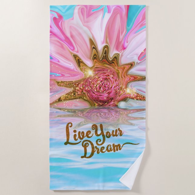 Toalla De Playa Vive tu sueño - poder de las flores Rosas (Anverso)