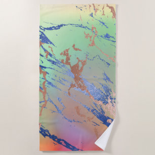 Toalla De Playa Vivid Marble Colorida acuarela pastel negrita