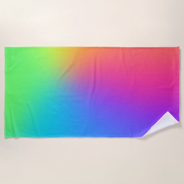 Toalla De Playa Vivid Rainbow Ombre Birday Party (Anverso)