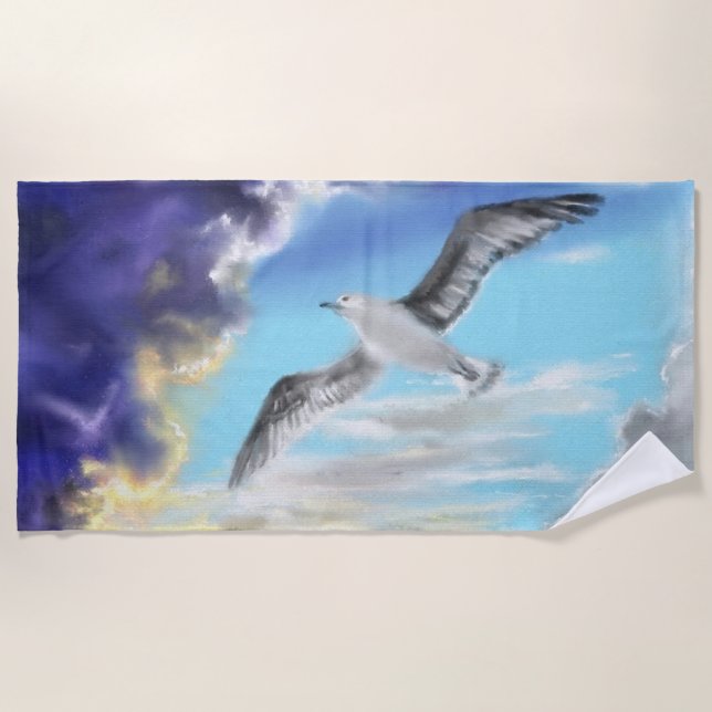 Toalla de playa voladora de gaviotas (Anverso)