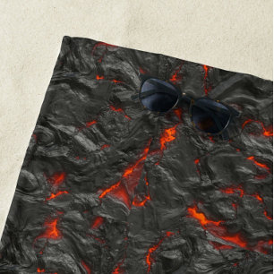 Toalla De Playa Volcán lava de los molten negro y rojo