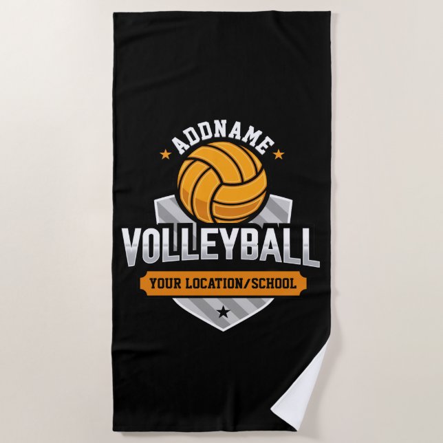 Toalla De Playa Voleibol ADD TEXTO Escuela Varsity Team Player (Anverso)